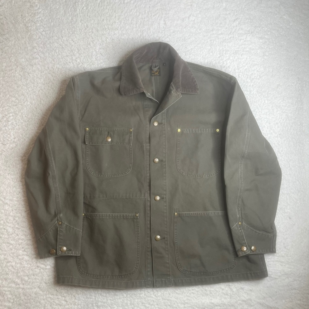 orSlow 2000s Chore Coat Men 1 Medium Crocodile Green Canvas Jacket Made in Japan